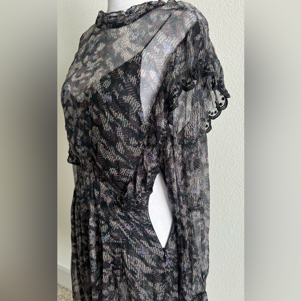 IRO Tinkle, abstract patterned Black blue purple Long Sleeve dress - Picture 16 of 16
